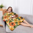 thumbnail image 5 of Oversized Wearable Blanket Hoodie,Beige Red Sunflower Pattern Sherpa Blanket Hoodie with Super Pockets,Super Warm Fuzzy Pullover for Women & Men, 5 of 6
