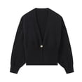thumbnail image 4 of ShomPort Cardigans for Womens Open Front Elastic Ribbed Cuff Long Sleeve Solid Color Knitwear Casual Going Out Dressy Comfort Sweaters, 4 of 8
