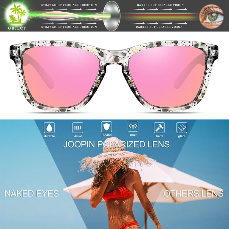 Joopin Retro Polarized Sunglasses Women, Pink Mirrored photo 4
