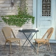 thumbnail image 5 of Flash Furniture Lourdes Set of 2 Indoor/Outdoor Commercial Bistro Stack Chairs, Natural/White PE Rattan Back & Seat, Bamboo Print Light Natural Aluminum Frame, 5 of 13