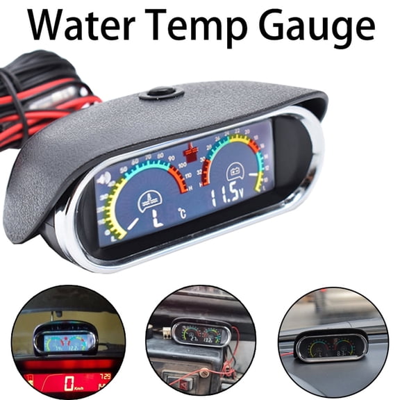 XUKEY 12V/24V Car Water Temperature Temp Voltmeter Gauge Sensor Kit Digital Display
