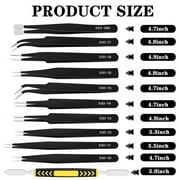 LUIISIS 12 Pcs Precision Tweezers Set, Premium Craft Tweezers Kit, Stainless Steel Electronic ESD Tweezers, Anti Static Industrial Soldering Tweezers, with Tweezer Storage Bag