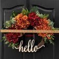 thumbnail image 3 of Wreaths for Front Door Promotion Sale! Nomeni Front Door Wreath Fall Wreath Fall Wreath Orange Red Hydrangea Wreath Handmade Wreath Wreath Farmhouse Wreath（16In）, Home Decor Clearance Sale Red, 3 of 7