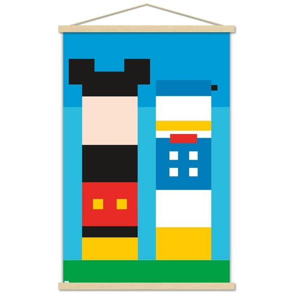 Disney Mickey Mouse & Donald - Pixels Wall Poster with Magnetic Frame, 22.375" x 34"