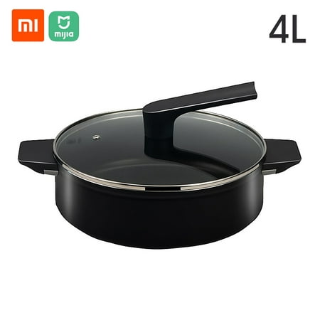 

Docooler Soup Pot 4L Stainless Steel Hot Pot Stew Pot Induction Cooker Flat Non-stick Cooker Cooking Pot Black
