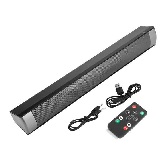 Methold Altavoz de barra de sonido Bluetooth Subwoofer estéreo inalámbrico Tarjeta TF Reproductor de audio auxiliar para cine en casa Cables de audio/vídeo