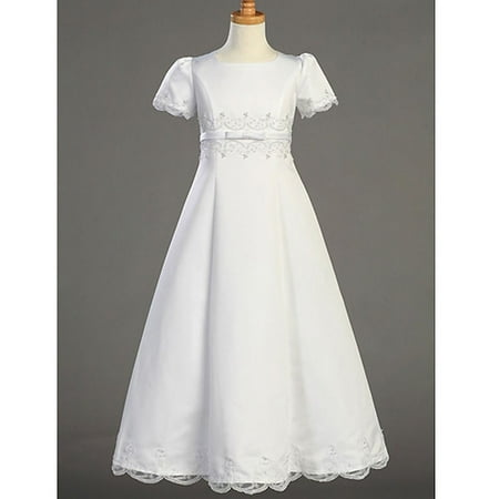 Lito Girls White Short Sleeve Embroidered First Communion Dress 18X