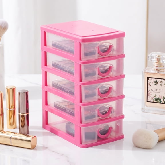 Milisten Spacious Pink Desk Organizer with Drawers for Office Stationery Storage