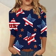 thumbnail image 1 of 4th of July Shirts Women Loose 3/4 Sleeve American Flag Print Tshirts Crew Neck Independence Day Patriotic Tunic Tops USA 250th Anniversary Celebration Party 1776-2026 Blouses, 3XL, 1 of 3