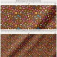 thumbnail image 2 of Soimoi Brown Cotton Cambric Fabric Insect,Sun & Cartoon Alphabets Text Print Fabric by The Yard 56 Inch Wide, 2 of 7