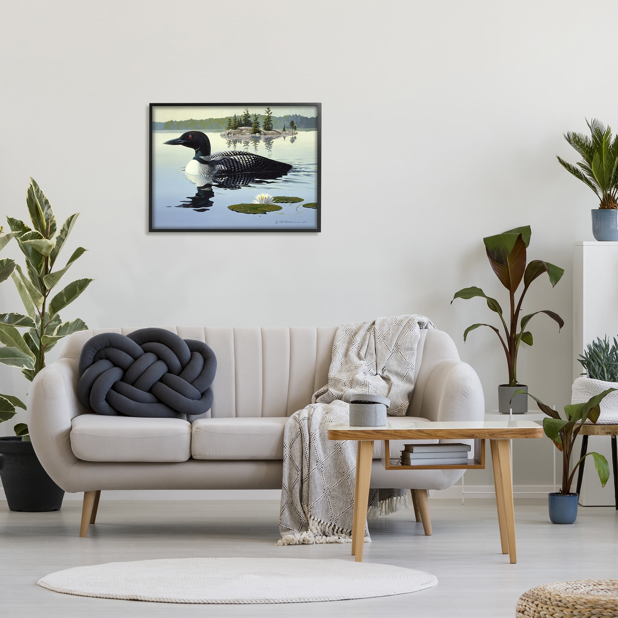 Stupell Industries Duck in Vast Pond Animals & Insects Painting Black Framed Art Print Wall Art, 30 x 24