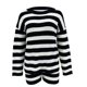 thumbnail image 5 of Conjunto de Ropa de Salón de las Mujeres de Punto a Rayas de Manga Larga Cuello Redondo Top + Pantalones, Tela Elástica Suave para el Hogar Y el Uso Diario, 5 of 6