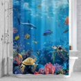thumbnail image 2 of Ocean World Bathroom Shower Curtain, Sea Turtle Coral Starfish Fish Shark Fantasy Waterproof Washable Soft Bath Curtain for Bathtub Decor with 12 Hooks&Grommet, 36x78 Inch, 2 of 9