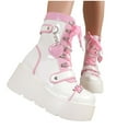thumbnail image 6 of Pink Boots for Women TKYCMSUAKI Womens Goth Platform Ankle Boots Buckles Chunky Block Heels Round Toe Zipper Punk Motorcycle Combat Boots Comfy Short Gothic Booties, 6 of 7