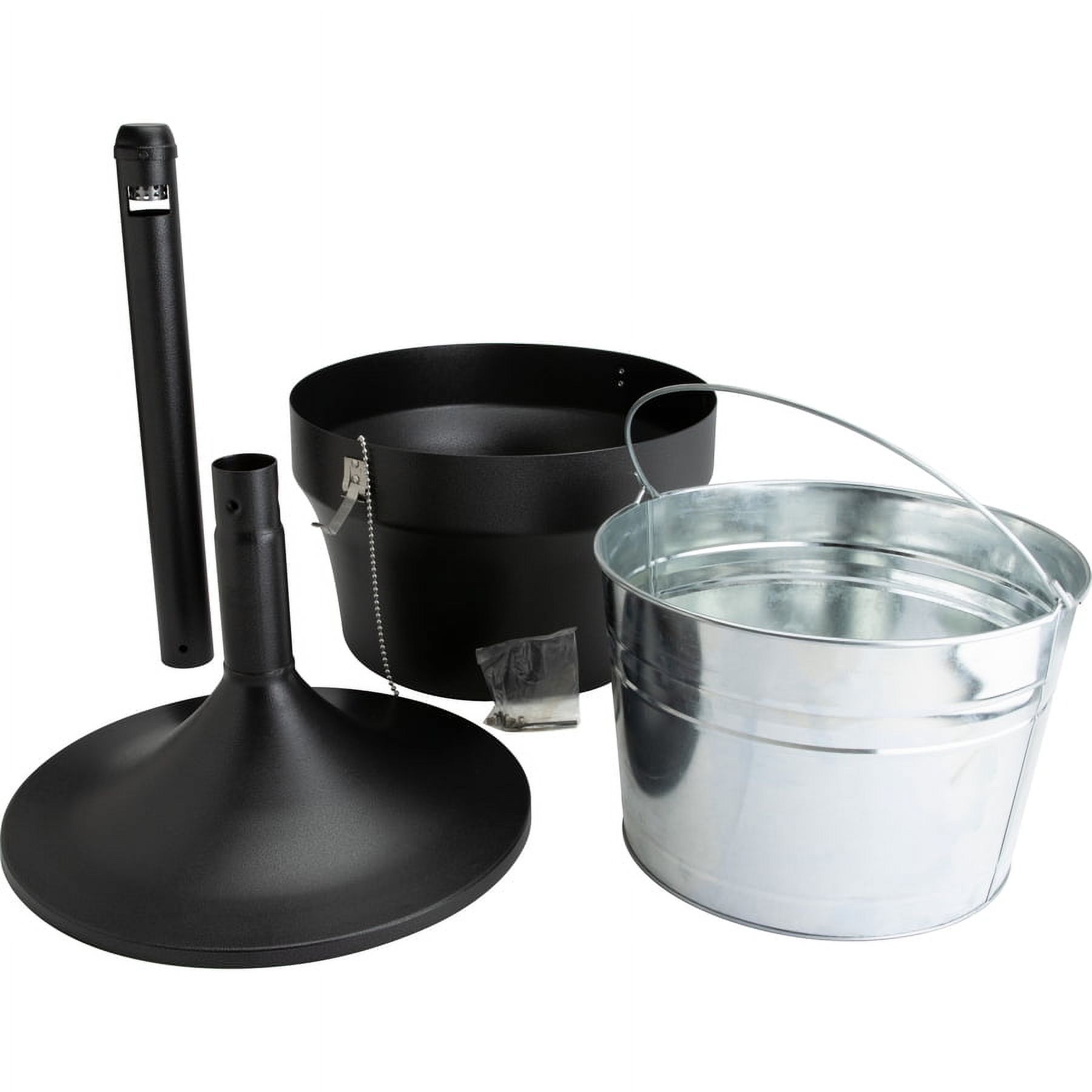 Genuine Joe Weather Resistant Fire-safe Powder Coated Smoking Receptacle, Galvanized Steel, Handle -37" Height X 16" Width, Black, 1 Each