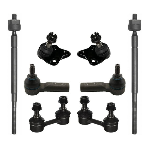 PartsW - 8 Pieces Kit Ball Joints Sway Bar Links Inner and Outer Tie Rod Ends Fits Chevrolet Prizm 1998-2002 Toyota Corolla 1993-2002