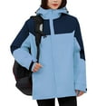 thumbnail image 2 of ATOYSOY Women's Windproof Ski Jackets Warm Long Sleeve Zip Pocket Hooded Jacket Windproof Hiking Jacket for Women Winter Blue XXXL, 2 of 9