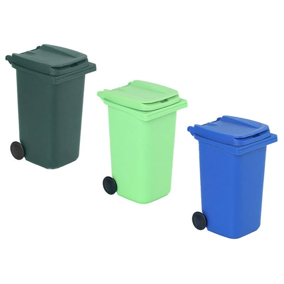 KONTONTY 3-Pack Hinged Lid Trash Cans, Assorted Colors, Waste Bins for Office, Home, and General Use