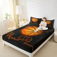 thumbnail image 4 of Manfei Basketball Sport Queen Sheet Sets,Ball Game Gamer Flat Sheet,Orange Black Queen Fitted Sheet For Teens,Ultra Soft Home Decor,4 Pieces, 4 of 7