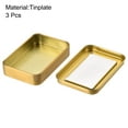 thumbnail image 3 of Uxcell Metal Tin Box, 3.43" x 2.36" x 0.71" Tinplate Storage Containers with Clear Lids, Gold Tone, 3 Pack, 3 of 5