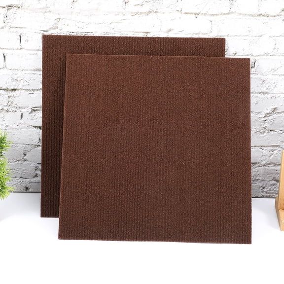 OUNONA 50Pcs Peel and Stick Brown Carpet Tiles Durable Wear Resistant Flooring