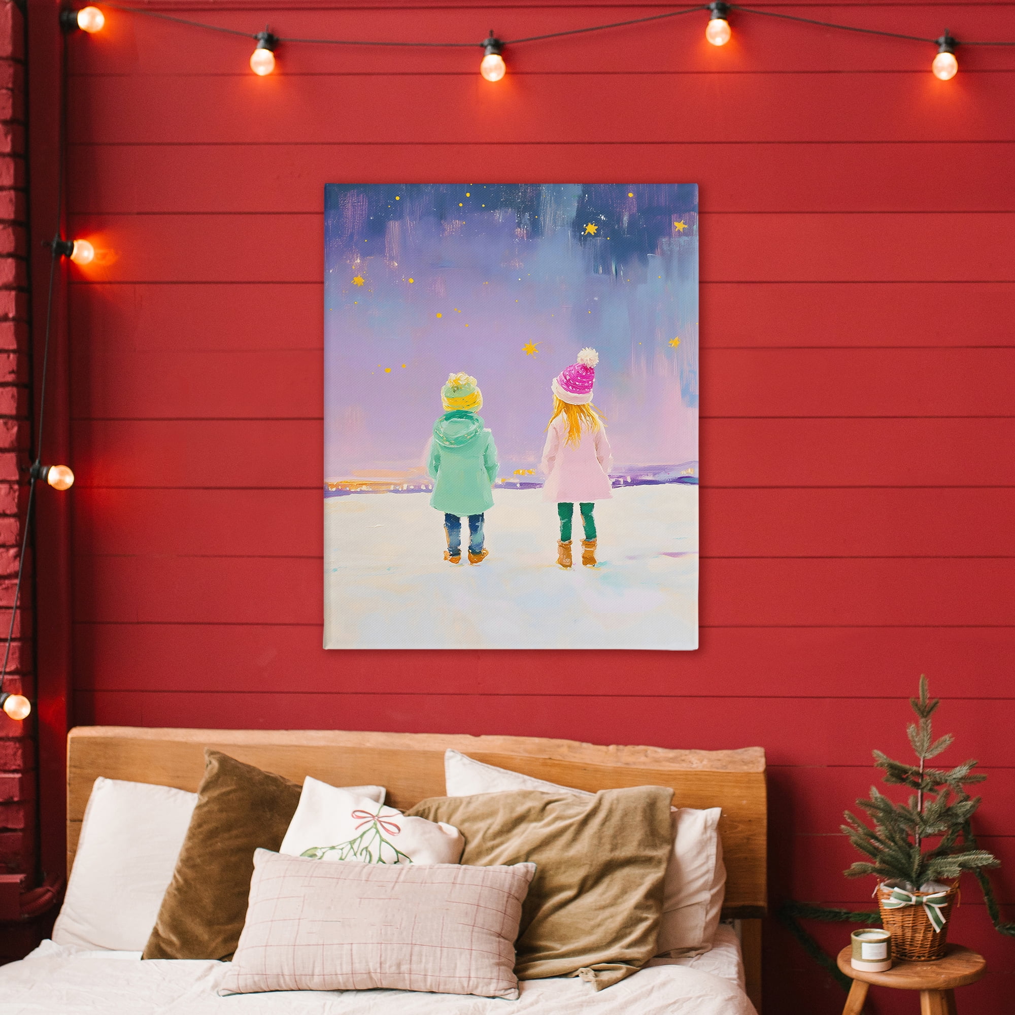 Stupell Industries Children Watching Starry Winter Sky Canvas Wall Art, design by The Prints Vibe