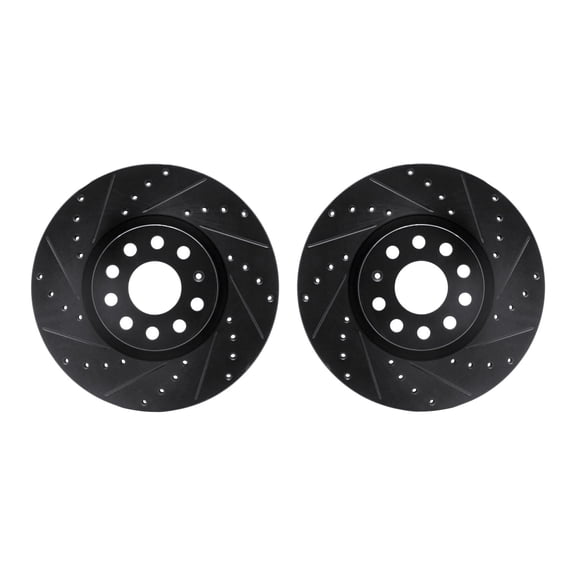 Dynamic Friction Company Front Brake Rotors-Drilled and Slotted-Black 8002-74003