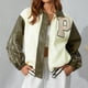 thumbnail image 1 of Chaqueta Biker Moto Jacket Button Down Coat Mujer Casual Patchwork Outwear Ygjytge Blanco T XL para Mujer, 1 of 7