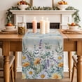 thumbnail image 2 of Table Runner 60 Inches Long for Kitchen Dining, Floral Eucalyptus Leaves Dresser Scarf Farmhouse, Dining Table Decorations for Wedding/Parties, Daisy Summer Botanical Wooden 13 x 60 In, 2 of 8