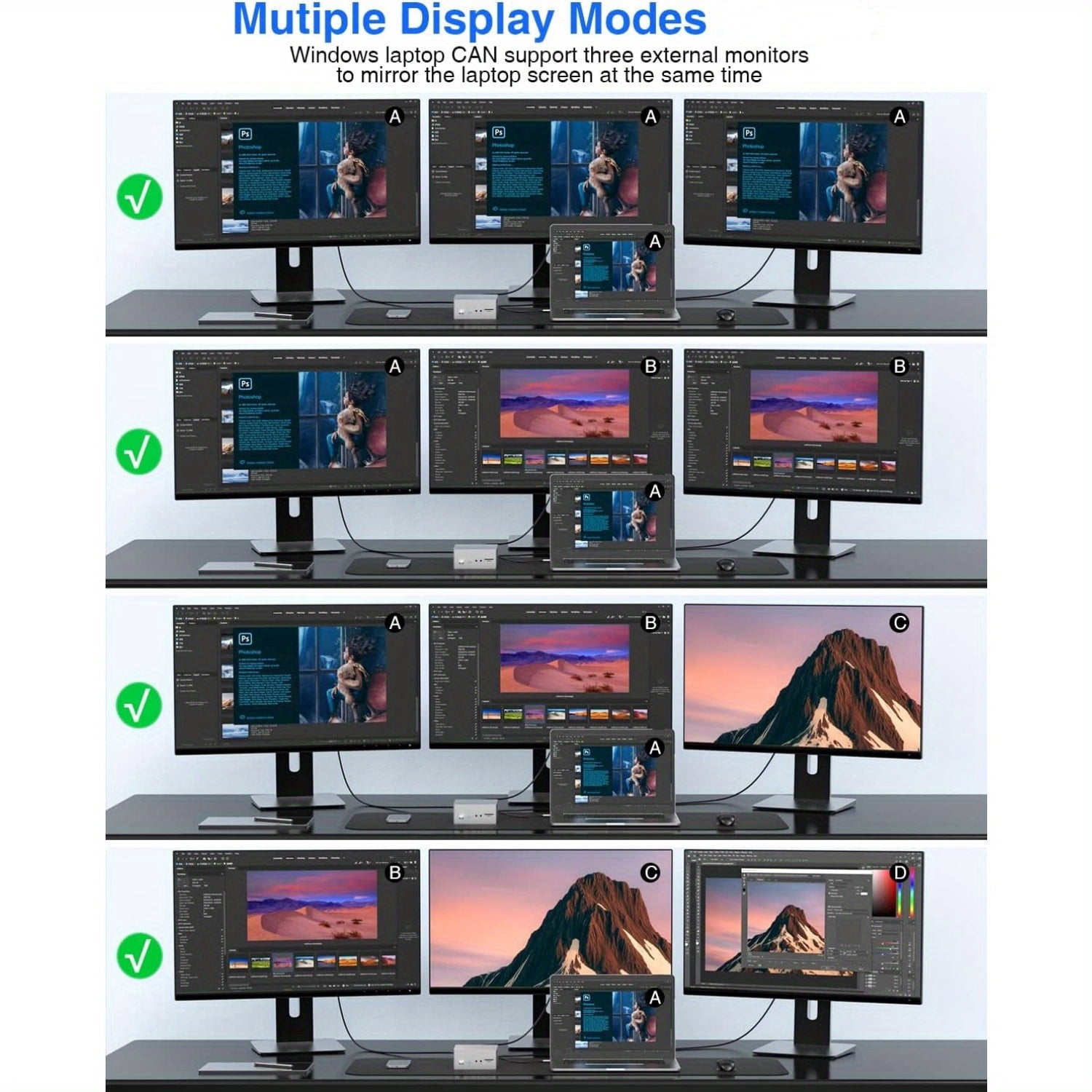 Universal USB-C 4K Triple Display Docking Station with Charging Support for MacBook Pro & Windows Type C Systems (2 4K DP, HDMI, 6 USB Ports, 60W USB PD), Extended Display for macOS