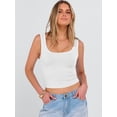 thumbnail image 4 of ANRABESS Crop Tops for Women Square Neck Sleeveless Ribbed Tank Tops Slim Fitted Basic Tee Shirts Cami Summer Clothes White XS, 4 of 12