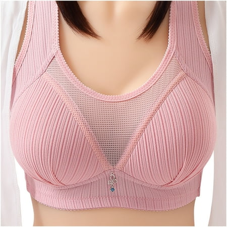 Fesfesfes Bras for Women Wireless Women Bras Plus Size Behind Buckle Comfortable Breathable Exhaust Base Non-Steel Ring Non-Magnetic Buckle Underwear Womens Bra
