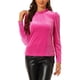 thumbnail image 1 of INSPIRAR CHIC Blusa de Cuello Volante para Mujer con Mangas Largas de Puff Top de Terciopelo con Puntos Metálicos S Rosa Fucsia, 1 of 6