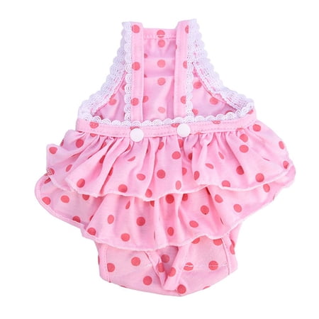 Cotton Dots Print Pet Briefs Female Dog Pet Trousers Puppy Dog Shorts Dog Diaper Physiological Pants Dog Panties PINK S