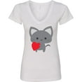 thumbnail image 3 of Inktastic Heart Cat Women's V-Neck T-Shirt, 3 of 5
