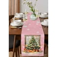 thumbnail image 4 of Ldtrchee Pink Christmas Tree Table Runner 36 Inches, Watercolor Xmas Snowflake Bed Runner Dresser Scarves Tabletop for Indoor Outdoor Parties/Ceremony/Banquet, 13"x 36", 4 of 8