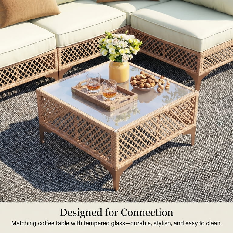 LAZZO 7-Piece Patio Furniture Set, Outdoor Wicker Conversation Set