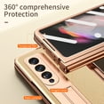 thumbnail image 4 of For Samsung Galaxy Z Fold 3 Case W22 5G Electroplated Leather Case For Samsung Fold 3 (2021), Full Protection With Built-in Screen Protector & Kickstand & S Pen Slot, 4 of 9