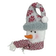 thumbnail image 2 of Northlight 11" Gray and Red Plush Knit Snowman Head Christmas Ornament, 2 of 4