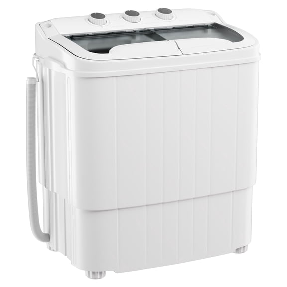 SOLAURA 16 LBS Portable Washing Machine, Mini Washer and Dryer Combo, Semi-Automatic Twin Tub Washer with Drain Pump for Dorms, Apartments, RVs (Grey)