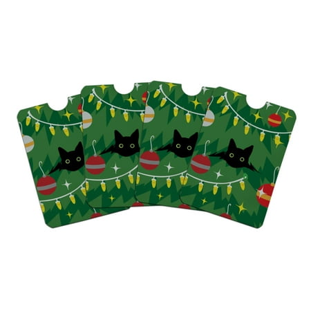 Black Cat Hiding in Christmas Tree Credit Card RFID Blocker Holder Protector Wallet Purse Sleeves Set of