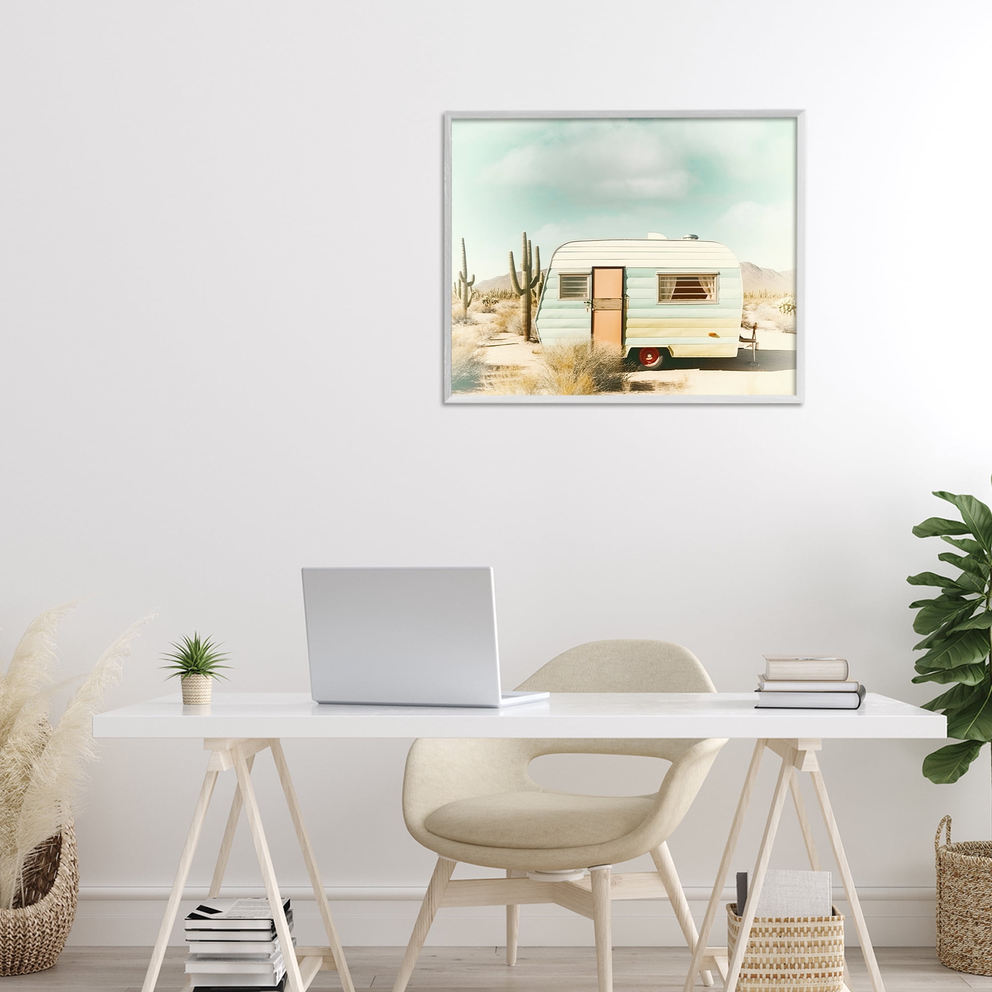 Desert Trip Vintage White Framed Giclee Art, design by Decent Exposures