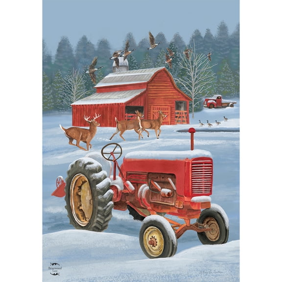 Briarwood Lane Winter House Flag 40x28 For Outdoor Winter on the Farm For Winter House Flag