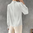 thumbnail image 4 of Stichou Womens Casual Blouse 2026 Tops Solid Color Mock Neck Pleated Loose Lantern Sleeve Shirt Fashion Elegant Wear White L, 4 of 5