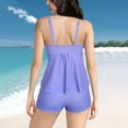 thumbnail image 6 of Kinrui Women's Bathing Suits Two Piece Swimsuits Athletic Swim Tankini Tops Crisscross Sexy V Neck Swimwear with Boyshorts Purple,XL, 6 of 8
