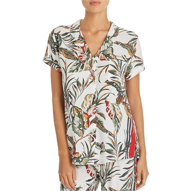 PJ Salvage Camisa de pijama con botones Tahitian Tropic para mujer natural M