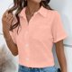 thumbnail image 2 of TaTaai Women's Casual V-Neck Top Short Sleeve Button Front Solid Color Blouse Soft Lightweight Comfy Spring Summer Daily Beach Wear Gift, 2 of 7