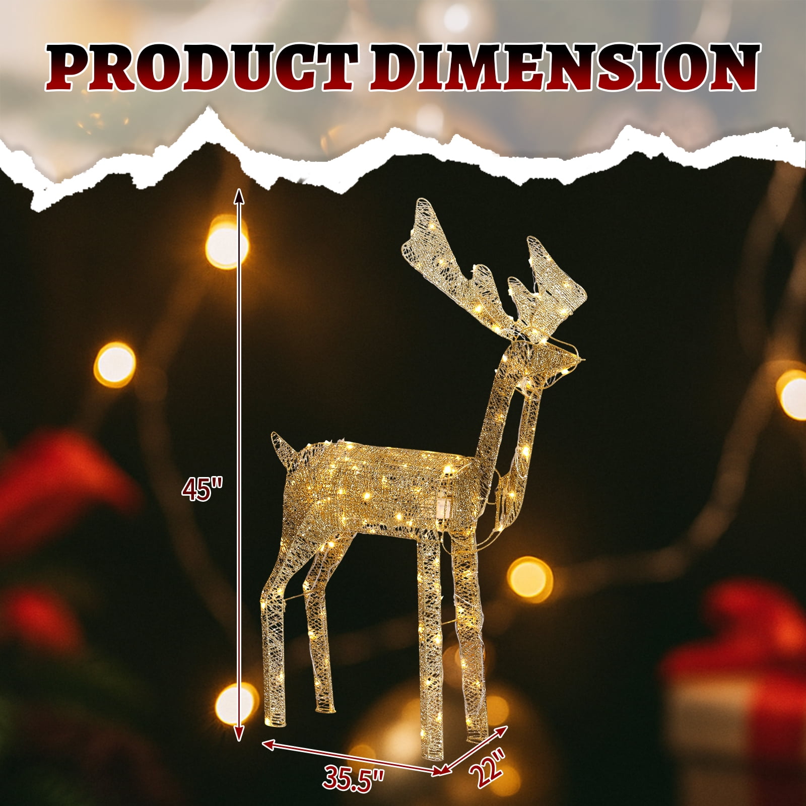 Astoutdoor Motorized Reindeer Christmas Decoration with Shaking Head, 120 Warm White LED Lights, Indoor Outdoor Holiday Display, White