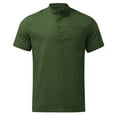 thumbnail image 5 of Mens T-shirts Men Spring And Summer Solid Color Casual Linen Stand Collar Plus Size Beach Vacation Short Sleeve Shirt Top Shirt And Set Men French Set 8 Casual Tee Full Sleeve Polyester Green 3XL, 5 of 7