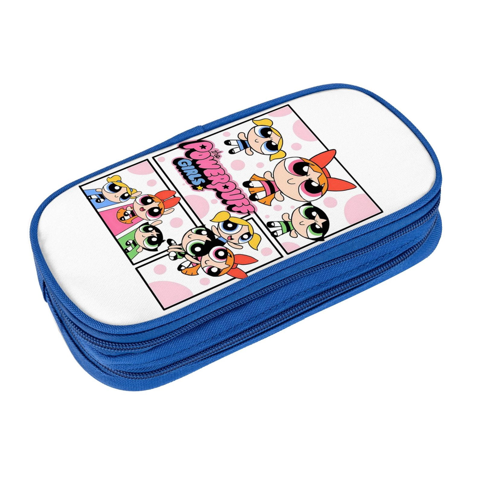 The Powerpuff Gi-rls Pencil Case Large Capacity Pencil Pouch Pen Bag Office Stationery Organizer Travel Makeup Bag Blue